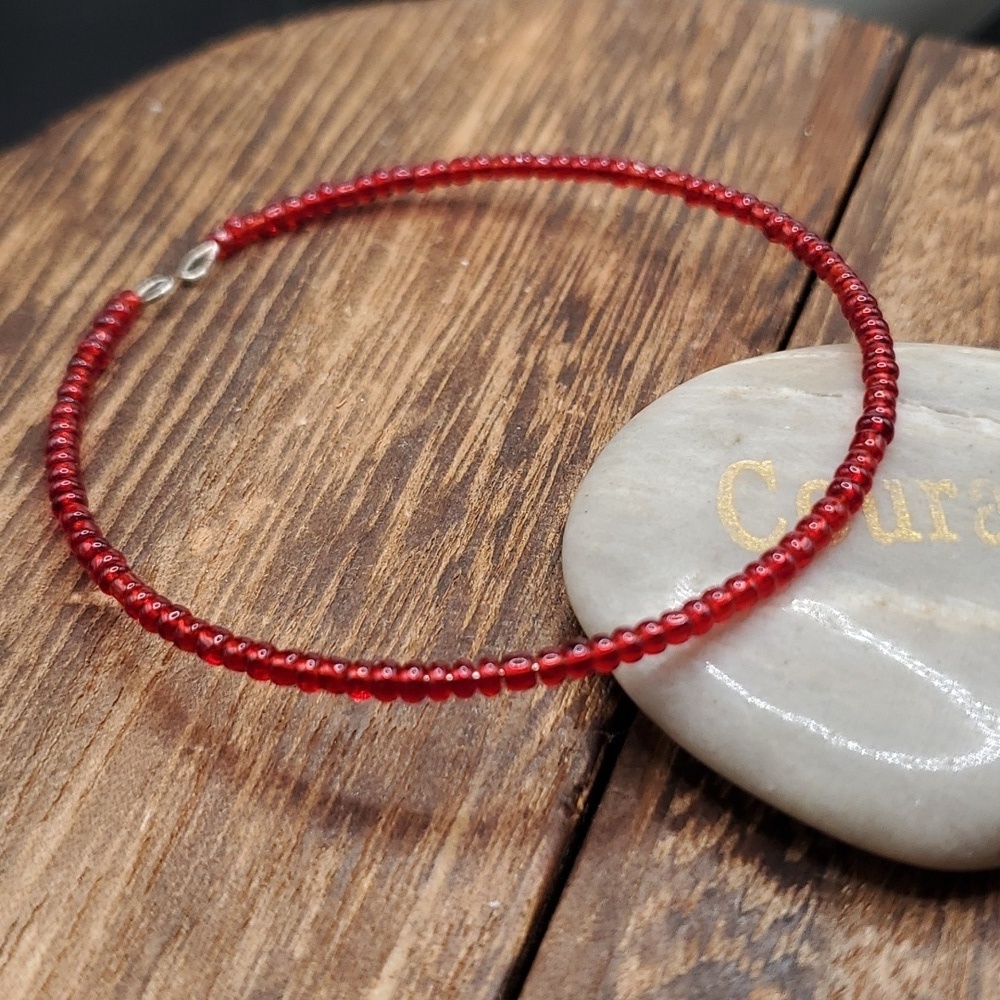 B2709 seed beaded cuff bracelet‎ red Scarlett retro babe
